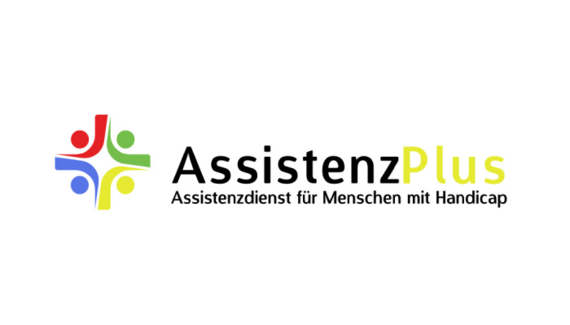 Logo von AssistenzPlus mit vier bunten stilisierten Figuren im Kreis und dem Schriftzug „AssistenzPlus – Assistenzdienst für Menschen mit Handicap“.